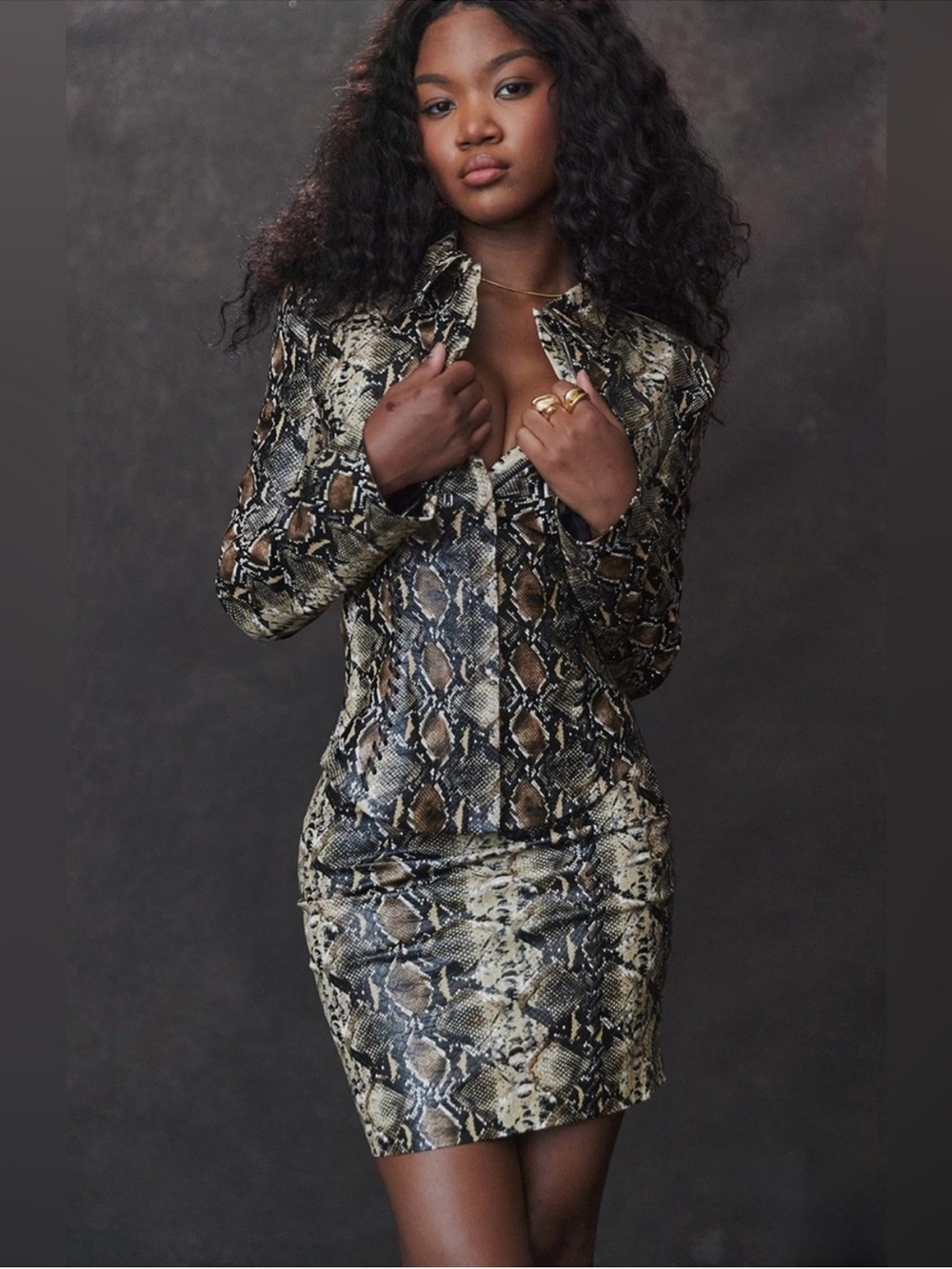House of CB VANI Snake Print Fitted Jacket - Picture 2 of 16